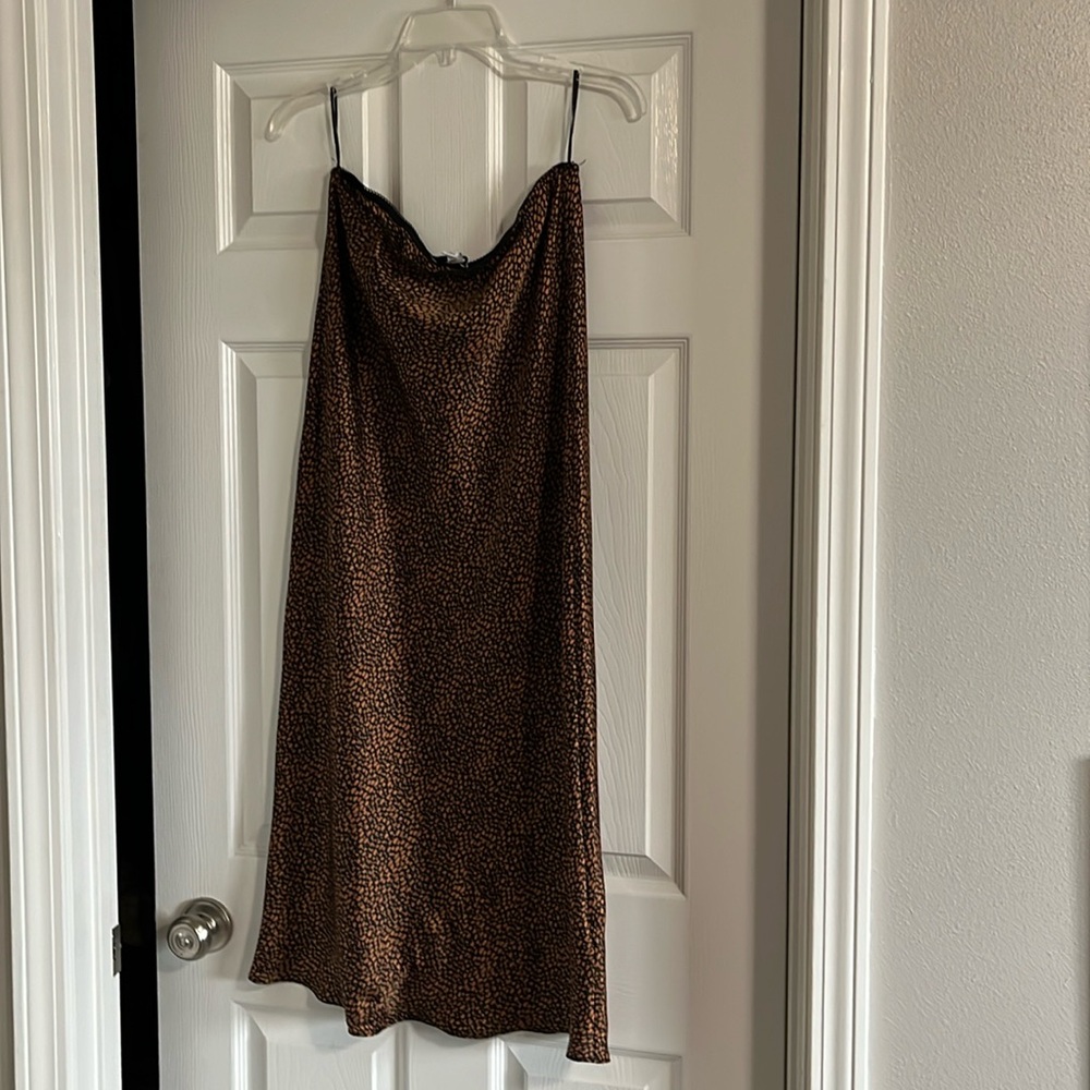 Topshop Leopard Print Slip Skirt